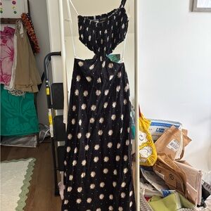 Sweet Sweet Honey Hawaii Black Sunburst Print Maxi Dress with Cutouts